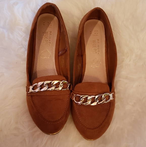 Primark Faux Suede Flats Metal Buckle Brown - Picture 2 of 4
